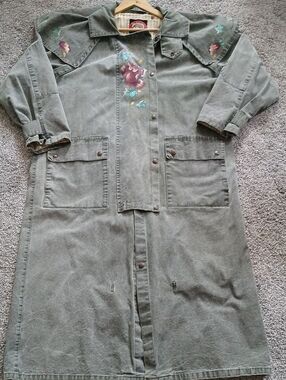 Sz M - Handpainted Australian Outback Oilskin Duster